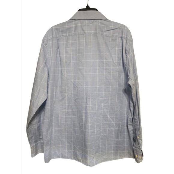 Tommy Hilfiger Men’s 17 34/35 Blue Plaid Long Sleeve Button Down Shirt - Picture 5 of 9